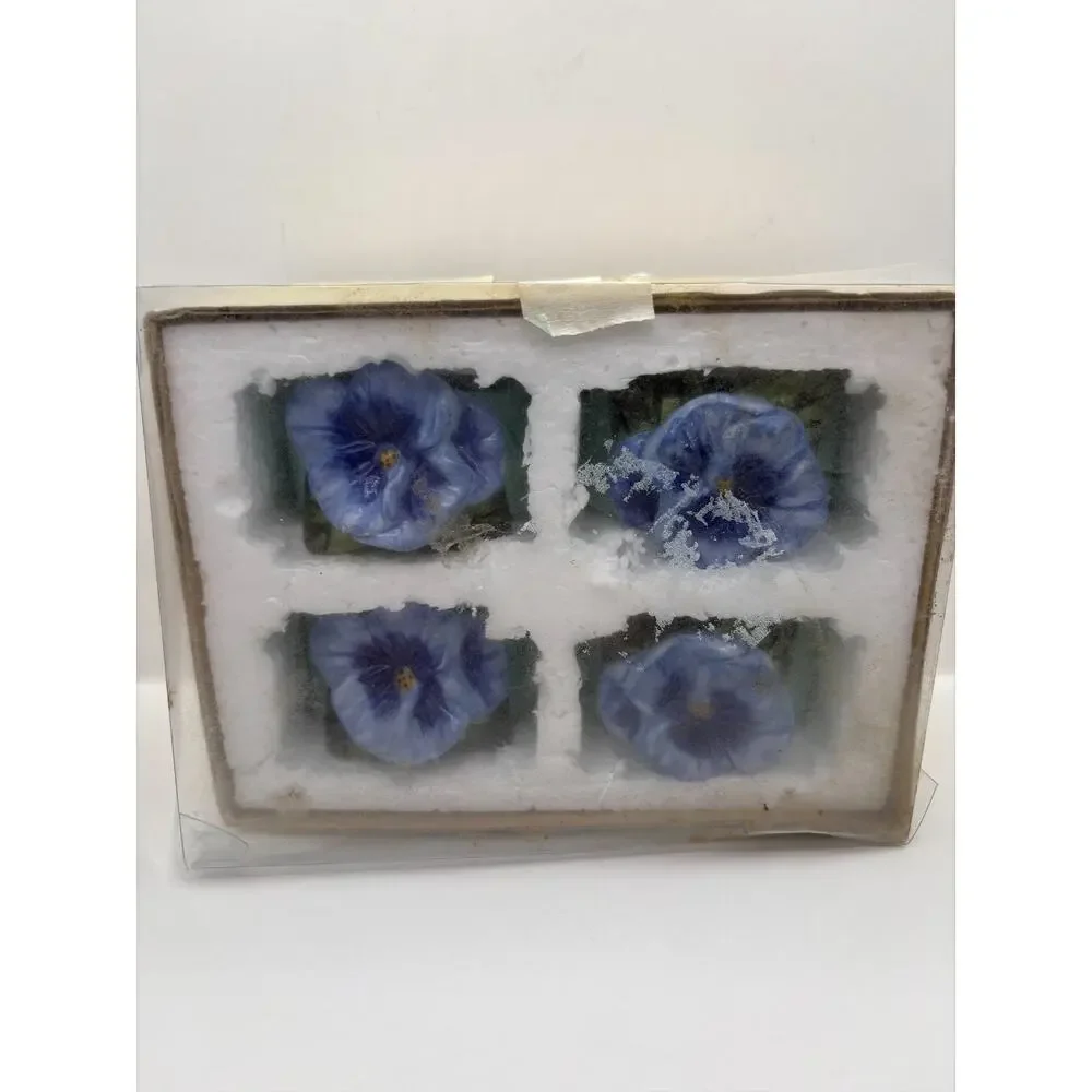 Vintage Pansy Napkin Rings By Kathy Hatch Set of 4 Ceramic/Porcelain 2003